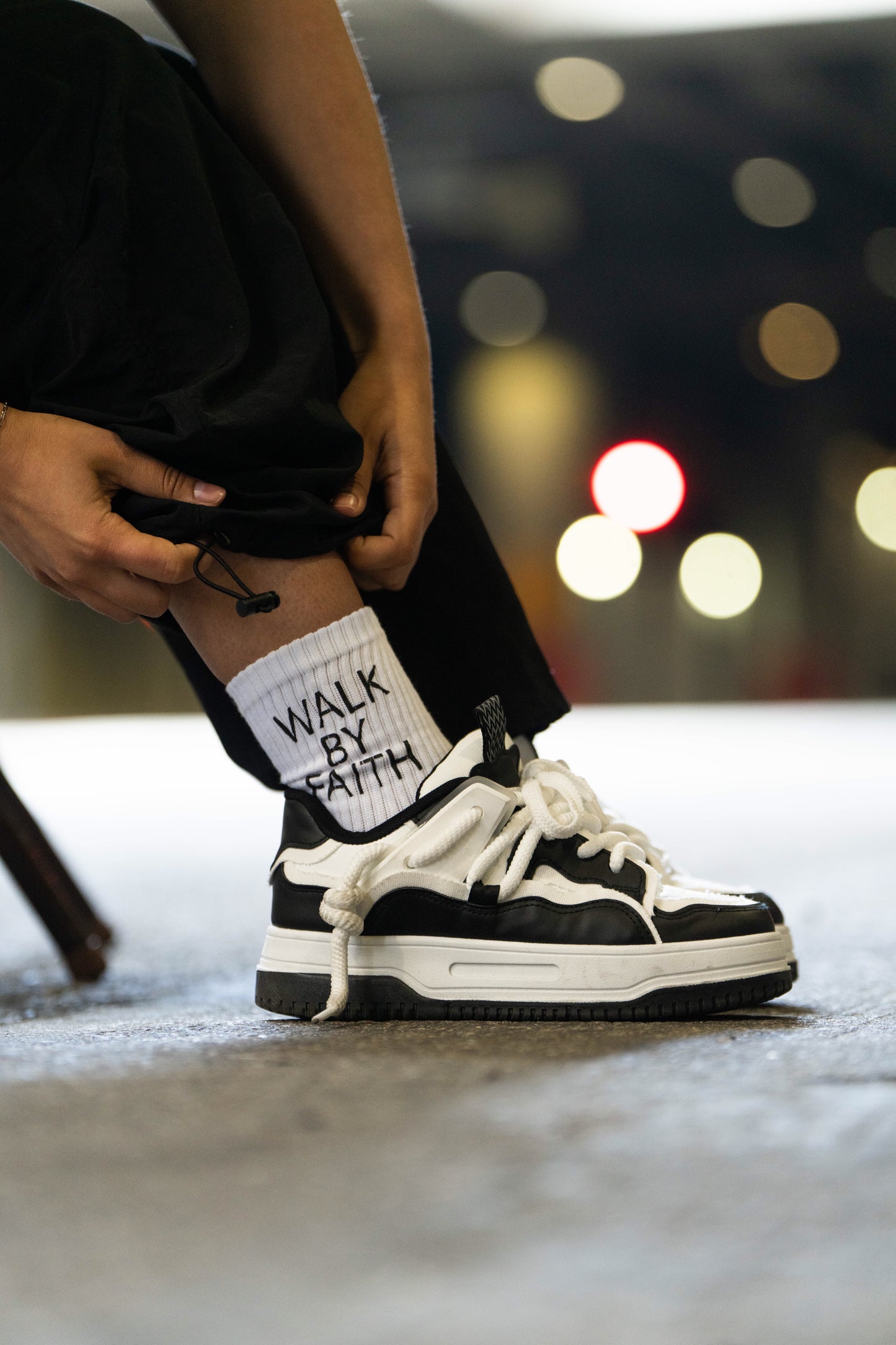 "WALK BY FAITH" socks