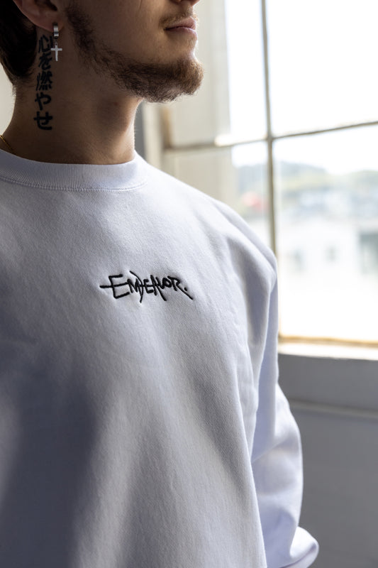 WHITE premium embroidered crew